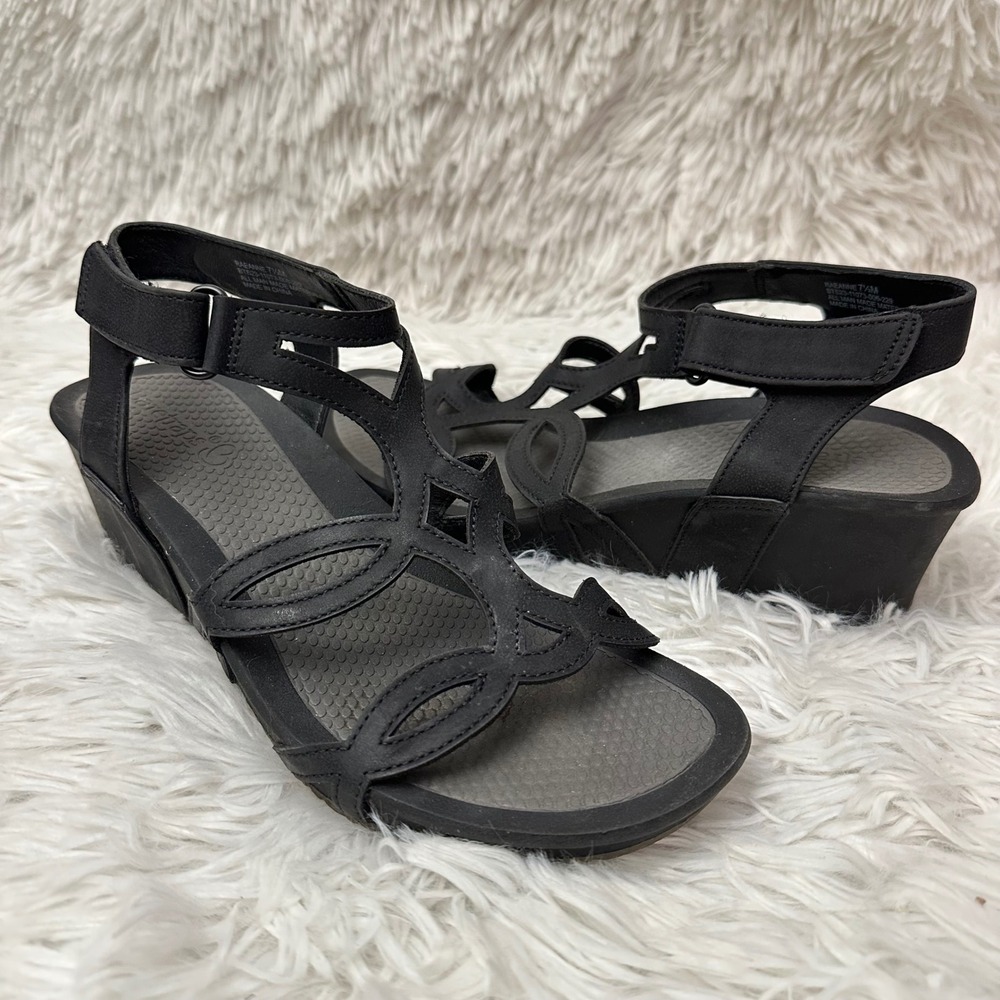Baretraps Raeanne Womens Strappy Wedge Comfy Sandals in Black Size 7.5